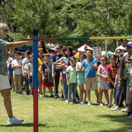 kids in line for limbo at park