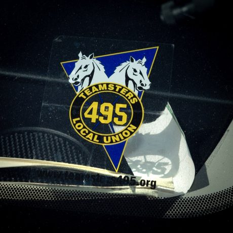 teamsters sticker on vehicle window