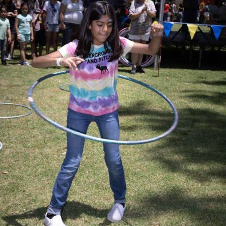 girl using hula hoop