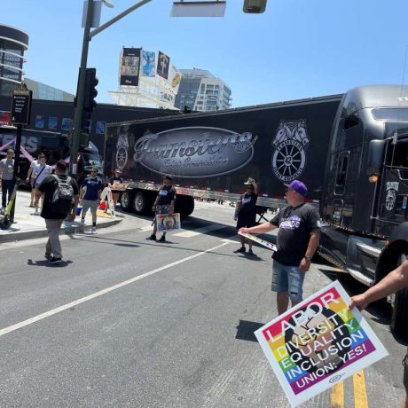 teamsters truck at lgbtq parade