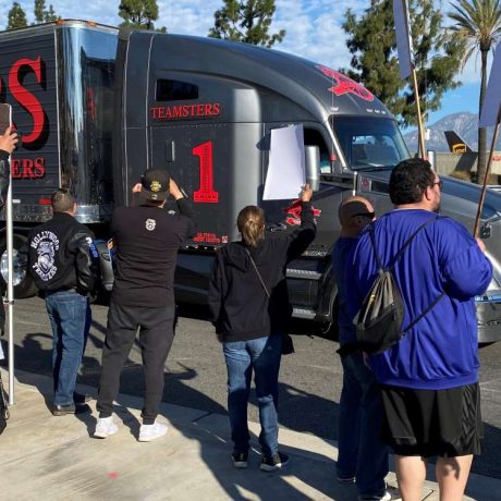 teamsters with signage and truck