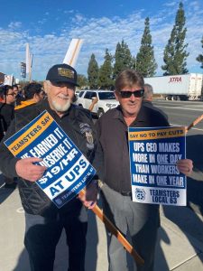teamsters with signage at rally