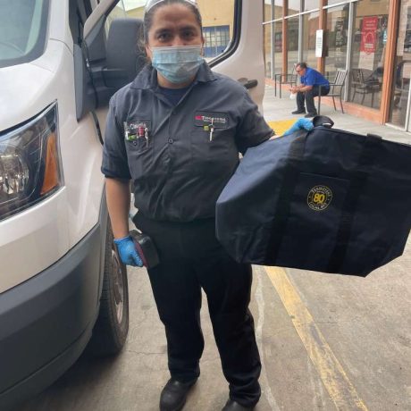 woman holding teamsters bag