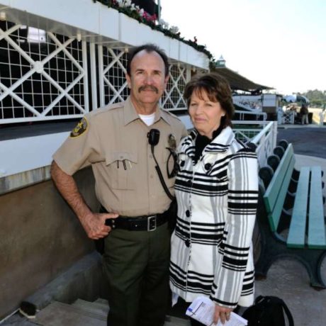 law officer and woman smiling