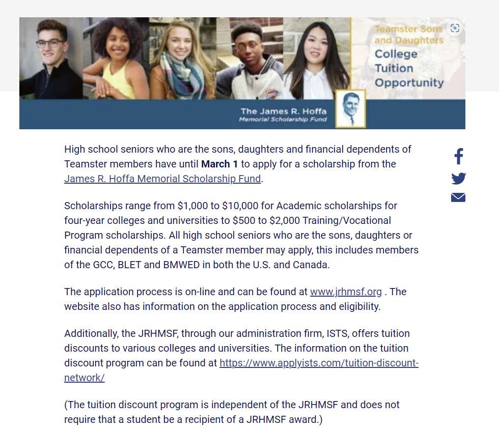 JAMES R. HOFFA SCHOLARSHIP