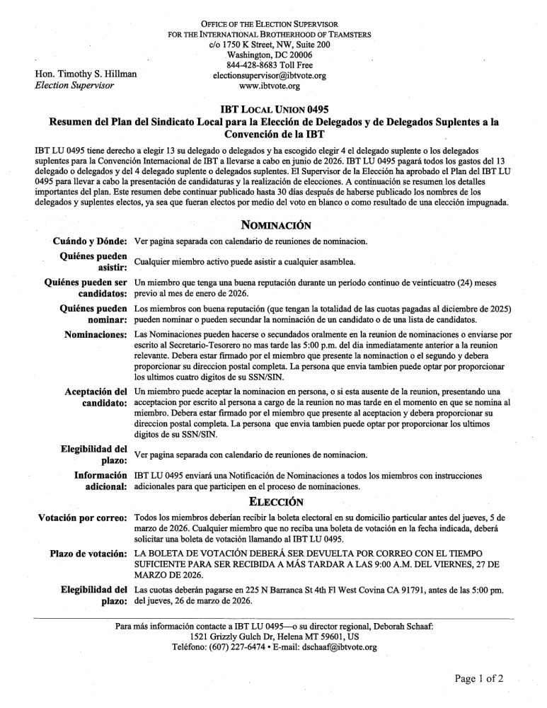 Local Union Plan Summary Spanish