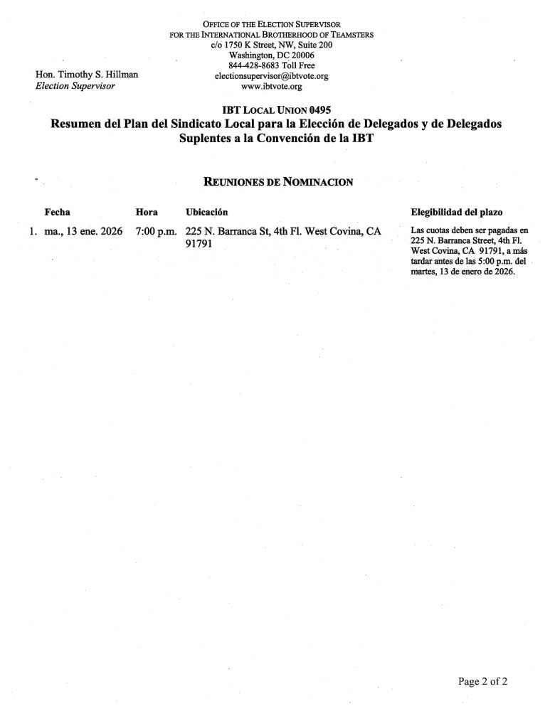 Local Union Plan Summary Spanish